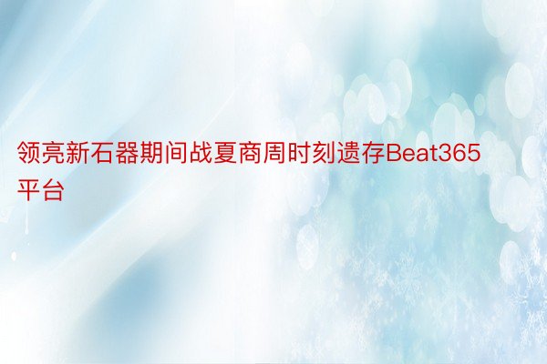 领亮新石器期间战夏商周时刻遗存Beat365平台